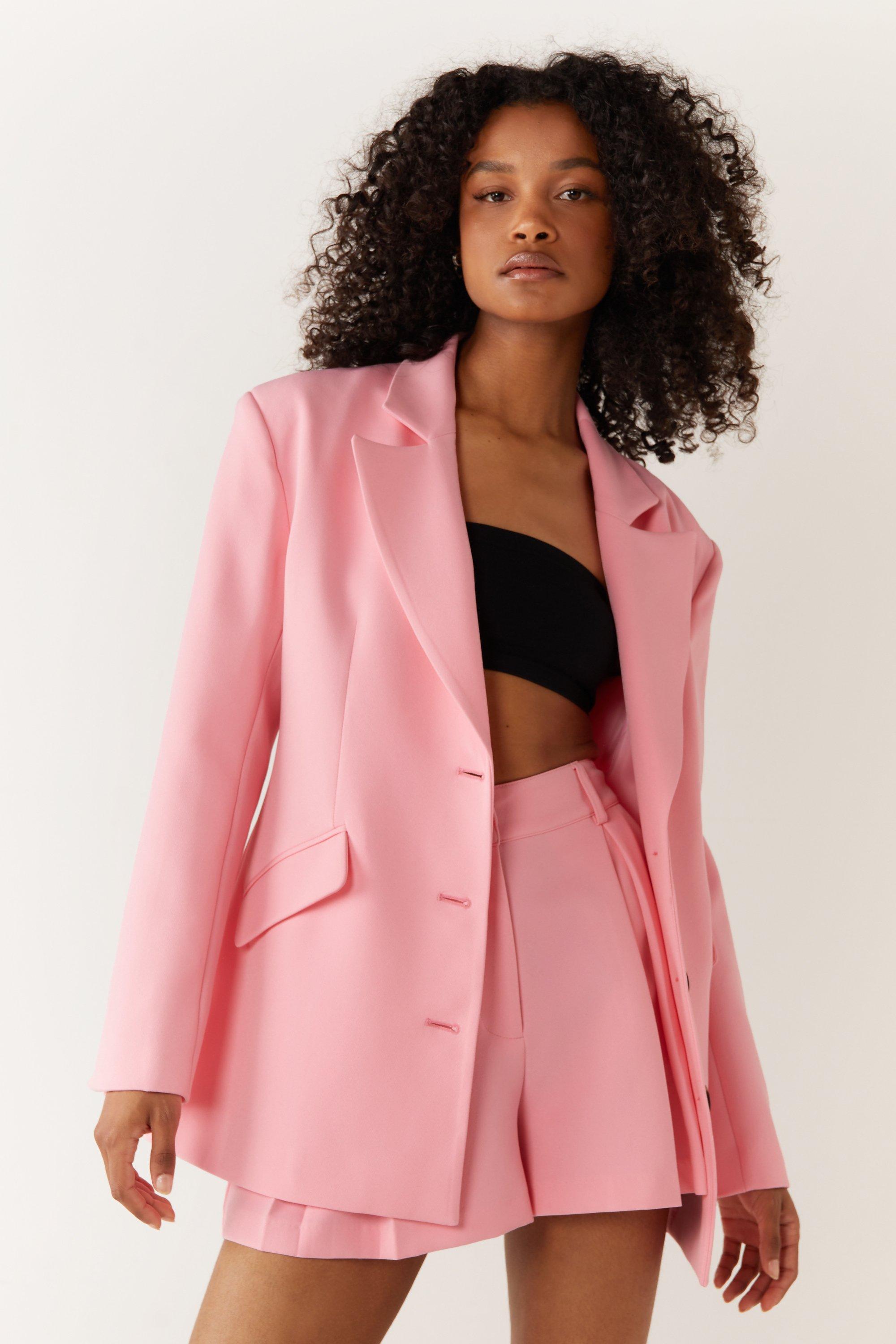 Womens Tailored Cinched Waist Blazer - pink