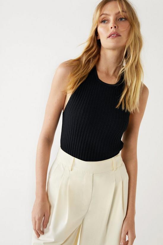 Warehouse Twist Back Ribbed Knitted Top 4