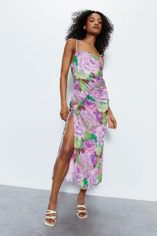 Warehouse Floral Printed Ruched Detail Dress 1