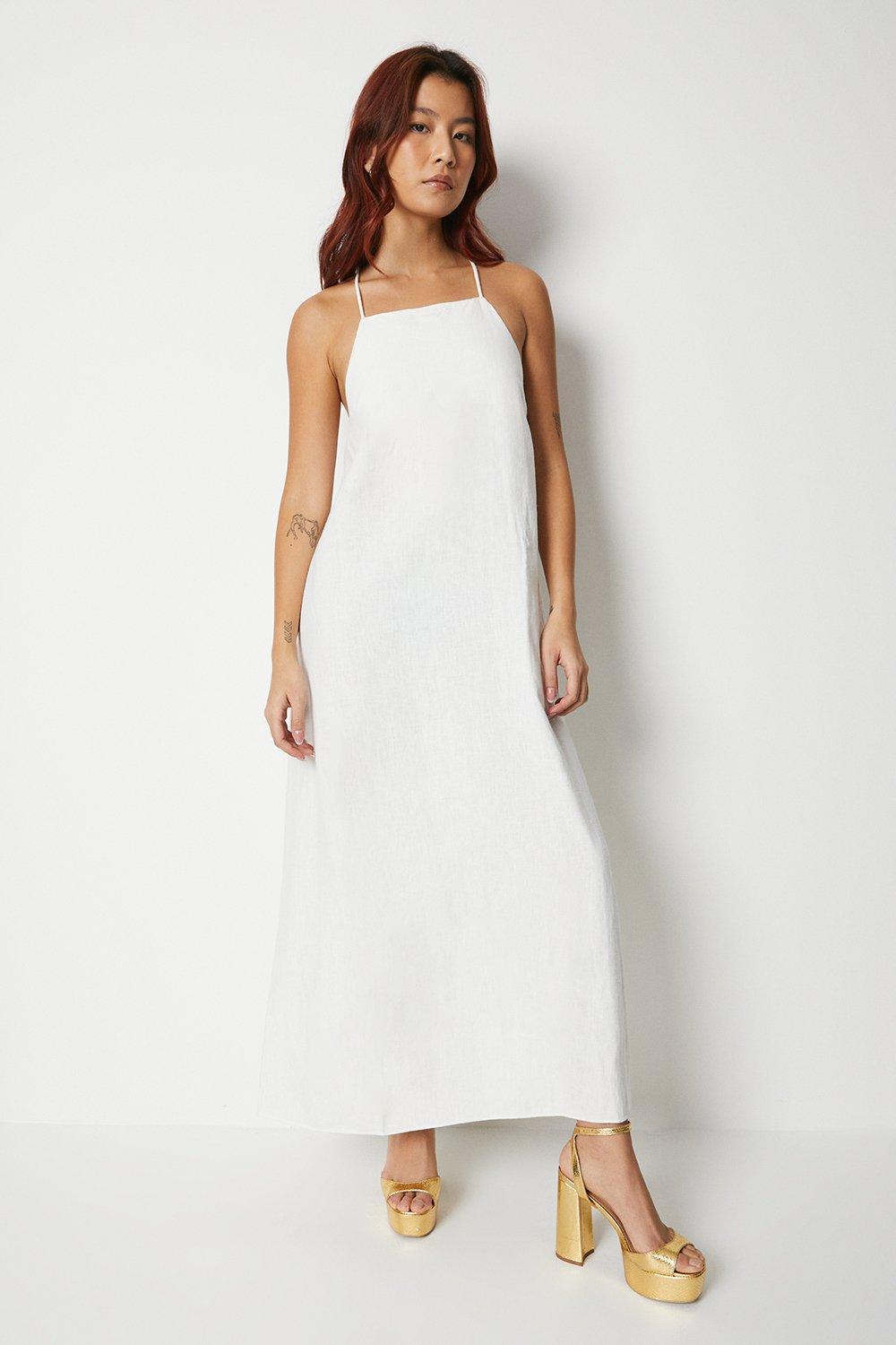 White linen best sale strappy dress