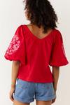 Warehouse Embroidered Puff Sleeve Top thumbnail 4