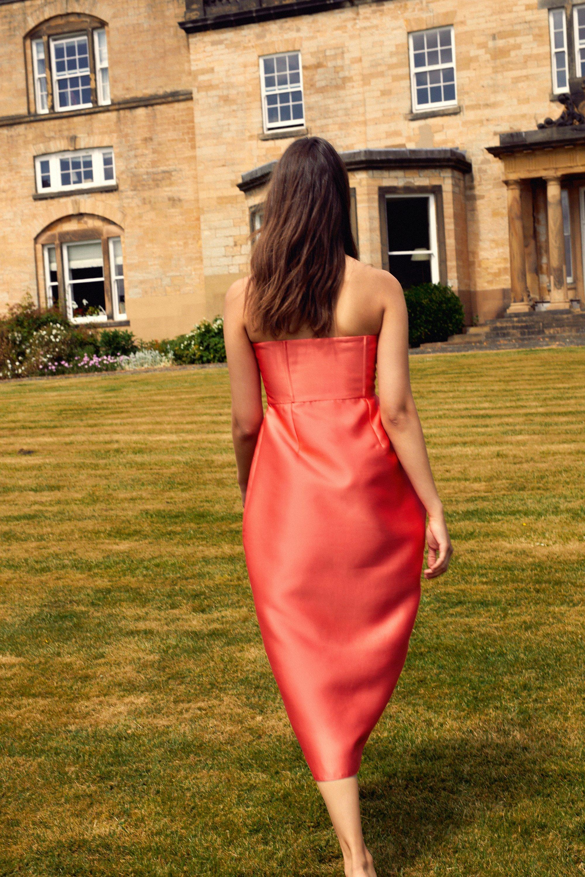 Warehouse coral spot dress sales