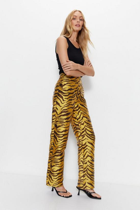 Warehouse Premium Jacquard Zebra Print Trousers 1