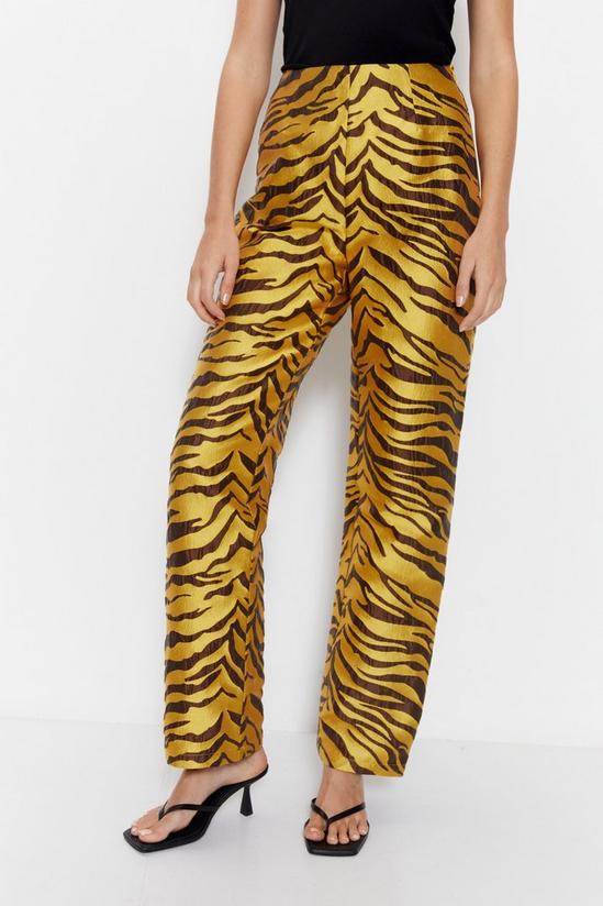 Warehouse Premium Jacquard Zebra Print Trousers 2