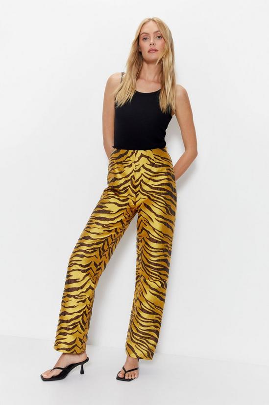 Warehouse Premium Jacquard Zebra Print Trousers 3