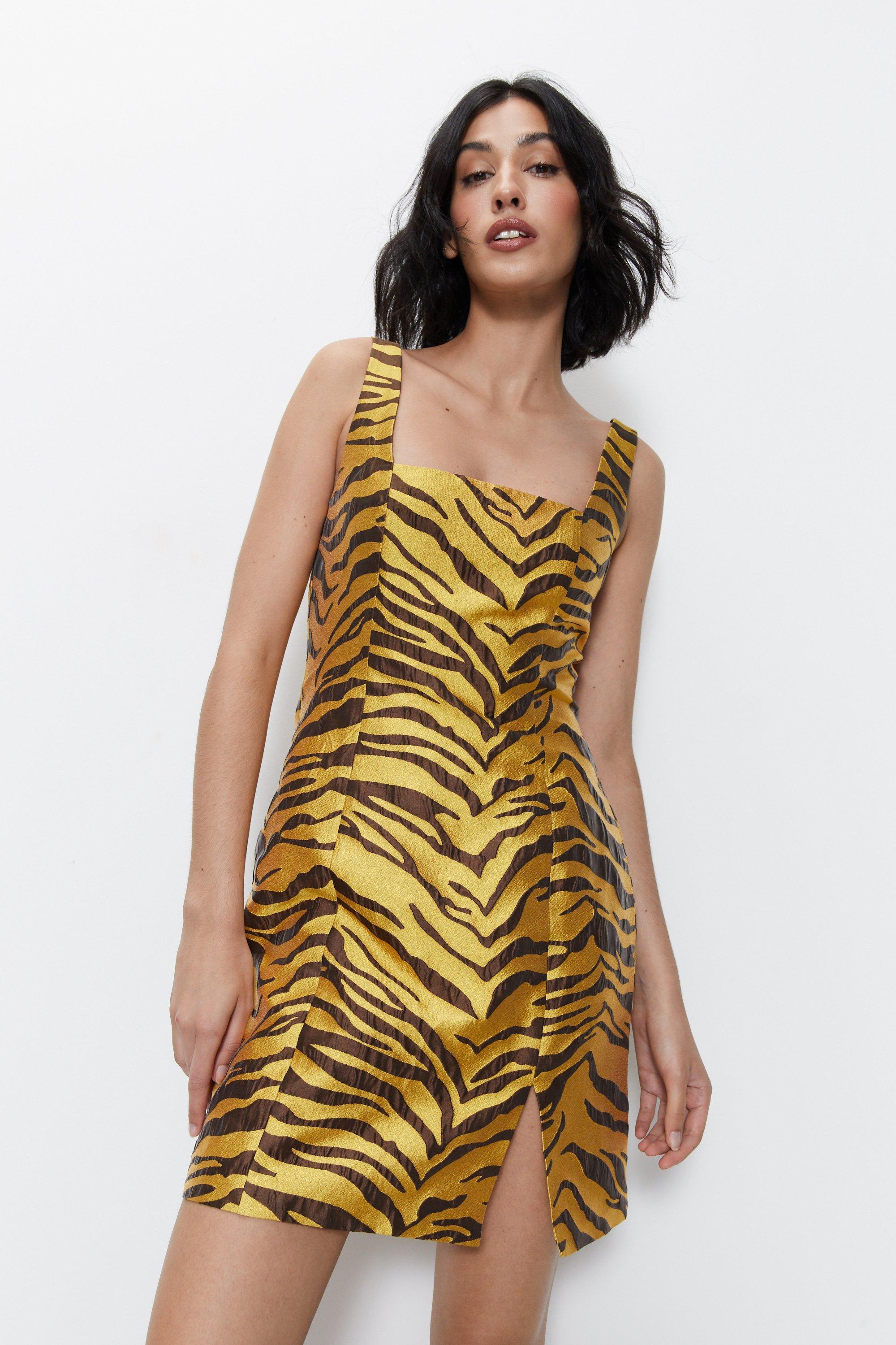 Yellow zebra sale print dress