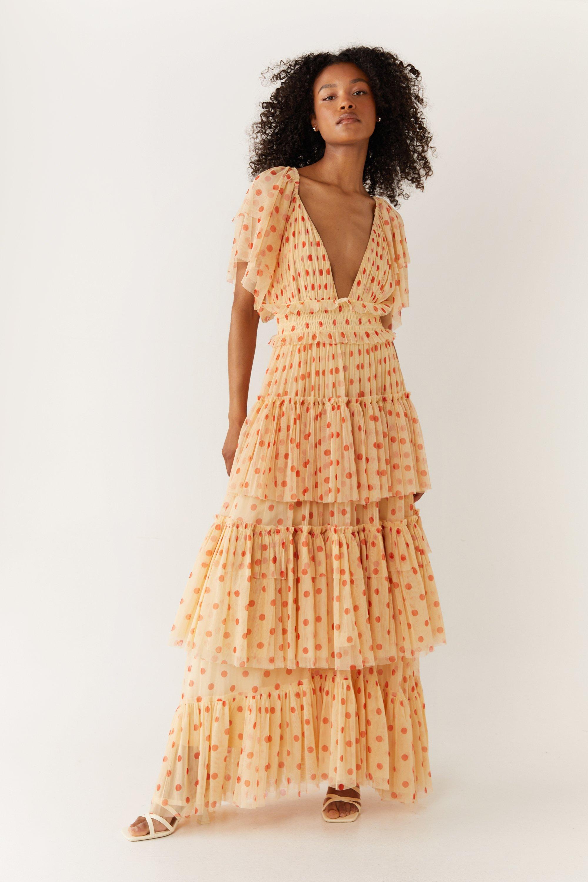 Warehouse tiered ruffle maxi hot sale dress