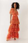 Warehouse Floral Printed Tulle Plunge V Neck Maxi Dress thumbnail 1