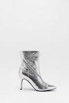 Warehouse Leather Metallic Zip & Stud Pointed Toe Ankle Boots thumbnail 1