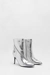 Warehouse Leather Metallic Zip & Stud Pointed Toe Ankle Boots thumbnail 2