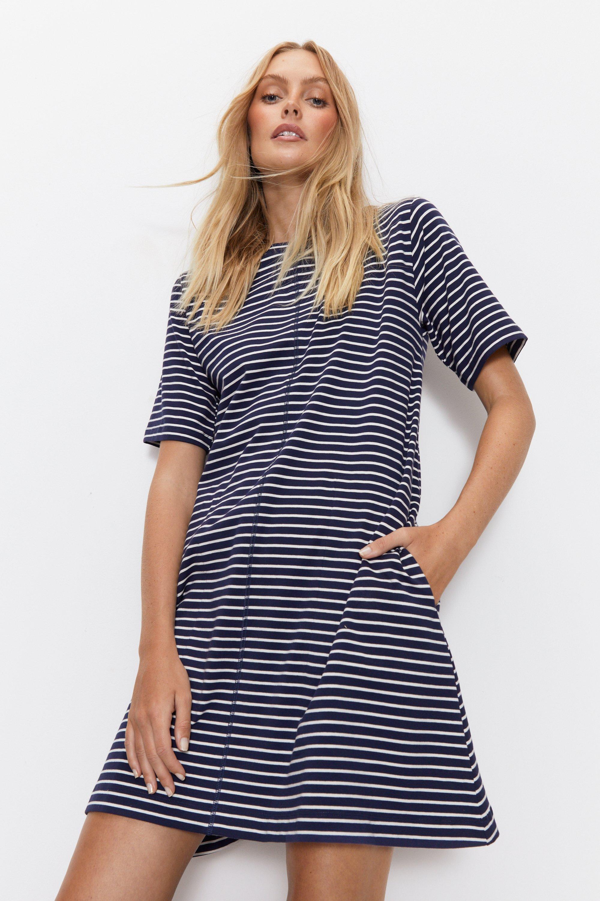 Warehouse stripe cheap t shirt dress