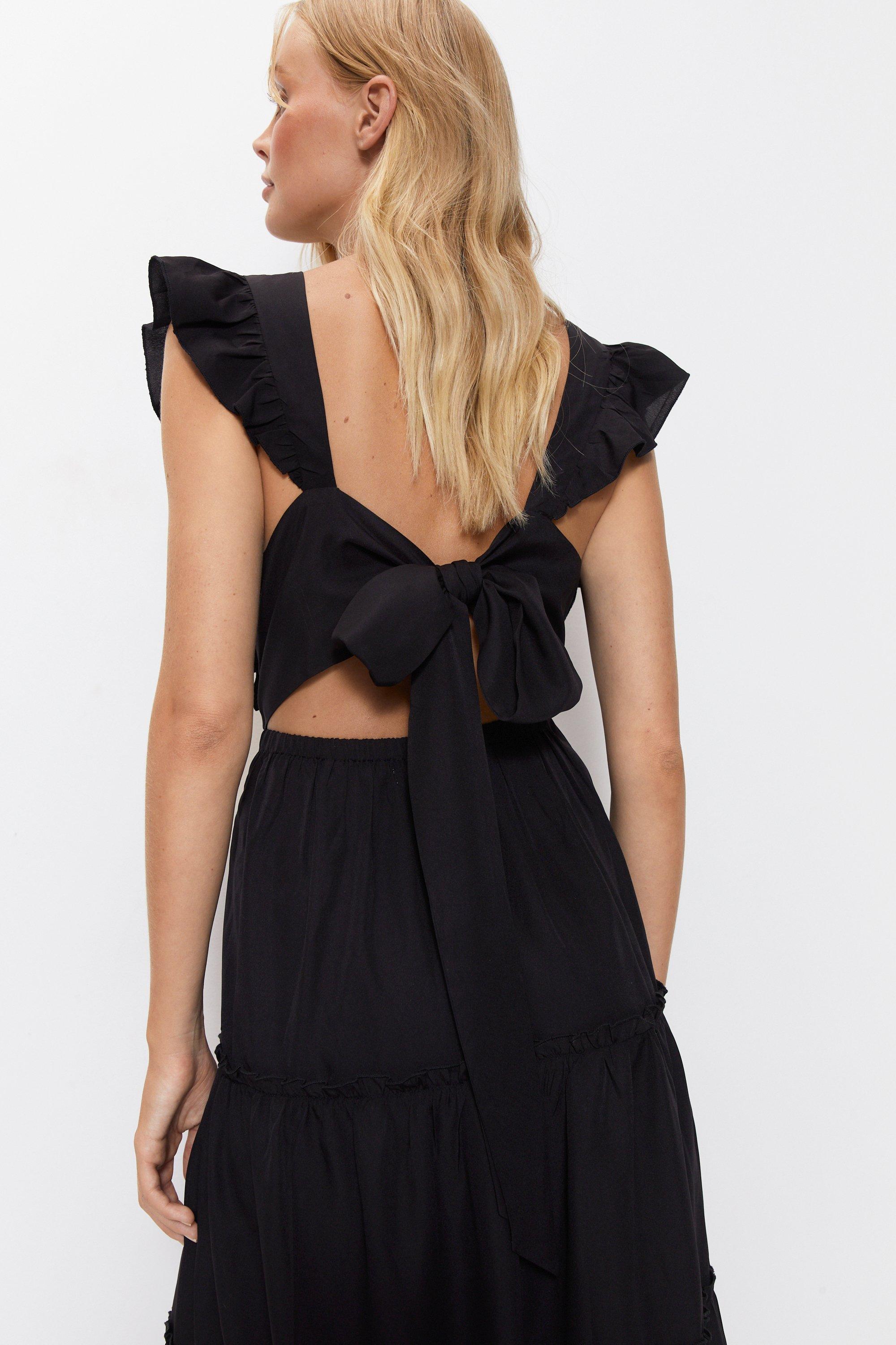 Warehouse tie back 2024 ruffle midi dress