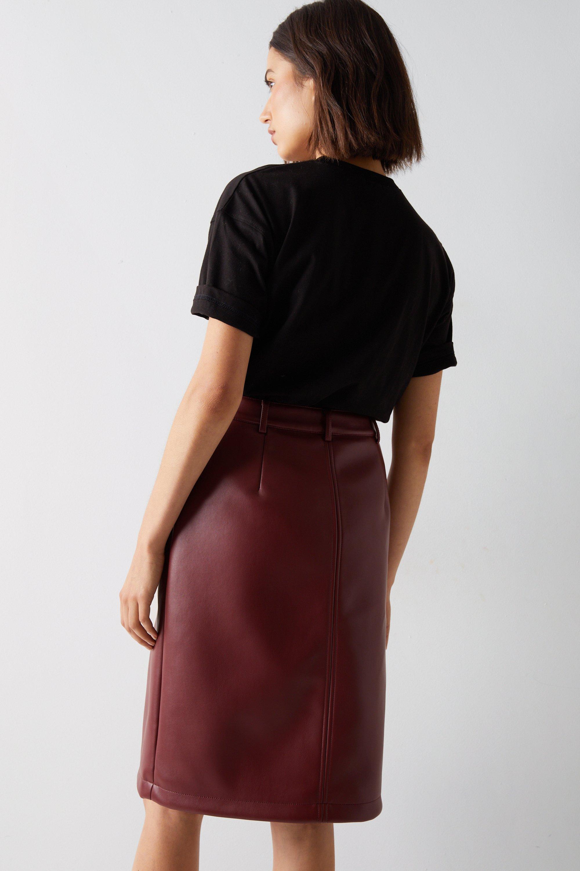 Faux leather skirt clearance oxblood