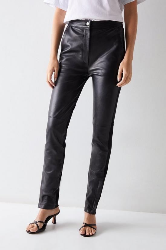 Warehouse Essentials Real Leather Ponte Back Skinny Trouser 2