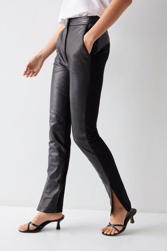 Warehouse Essentials Real Leather Ponte Back Skinny Trouser 3