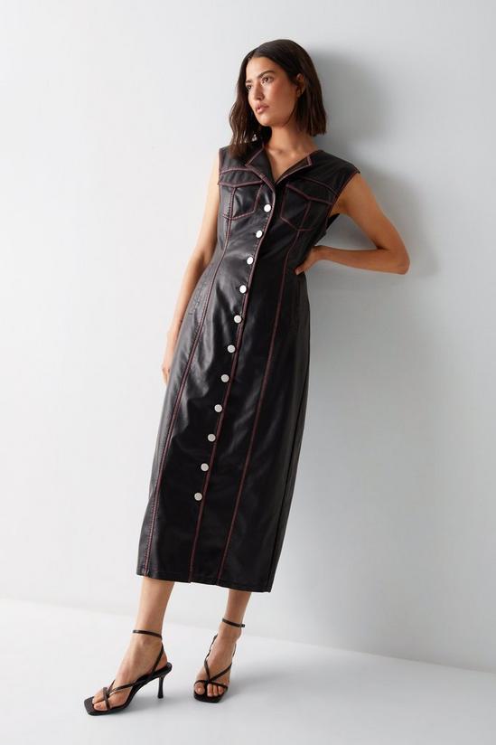 Warehouse Premium Distressed Faux Leather Maxi Dress 1