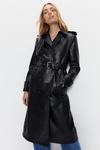 Warehouse Premium Classic Faux Leather Trench Coat thumbnail 1
