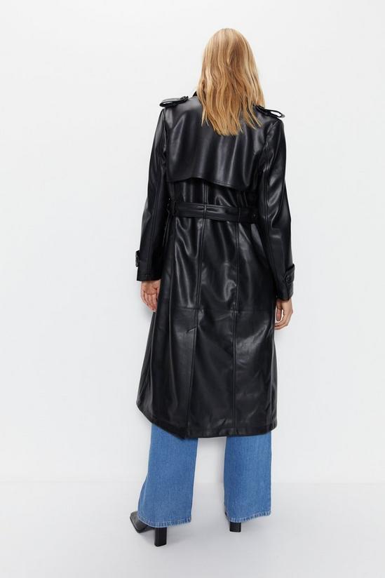 Warehouse Premium Classic Faux Leather Trench Coat 4