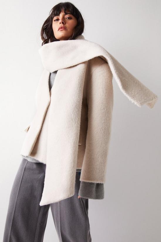 Warehouse Premium Brushed Wool Blend Scarf Coat 1