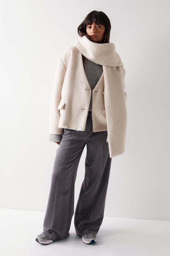 Warehouse Premium Brushed Wool Blend Scarf Coat 2