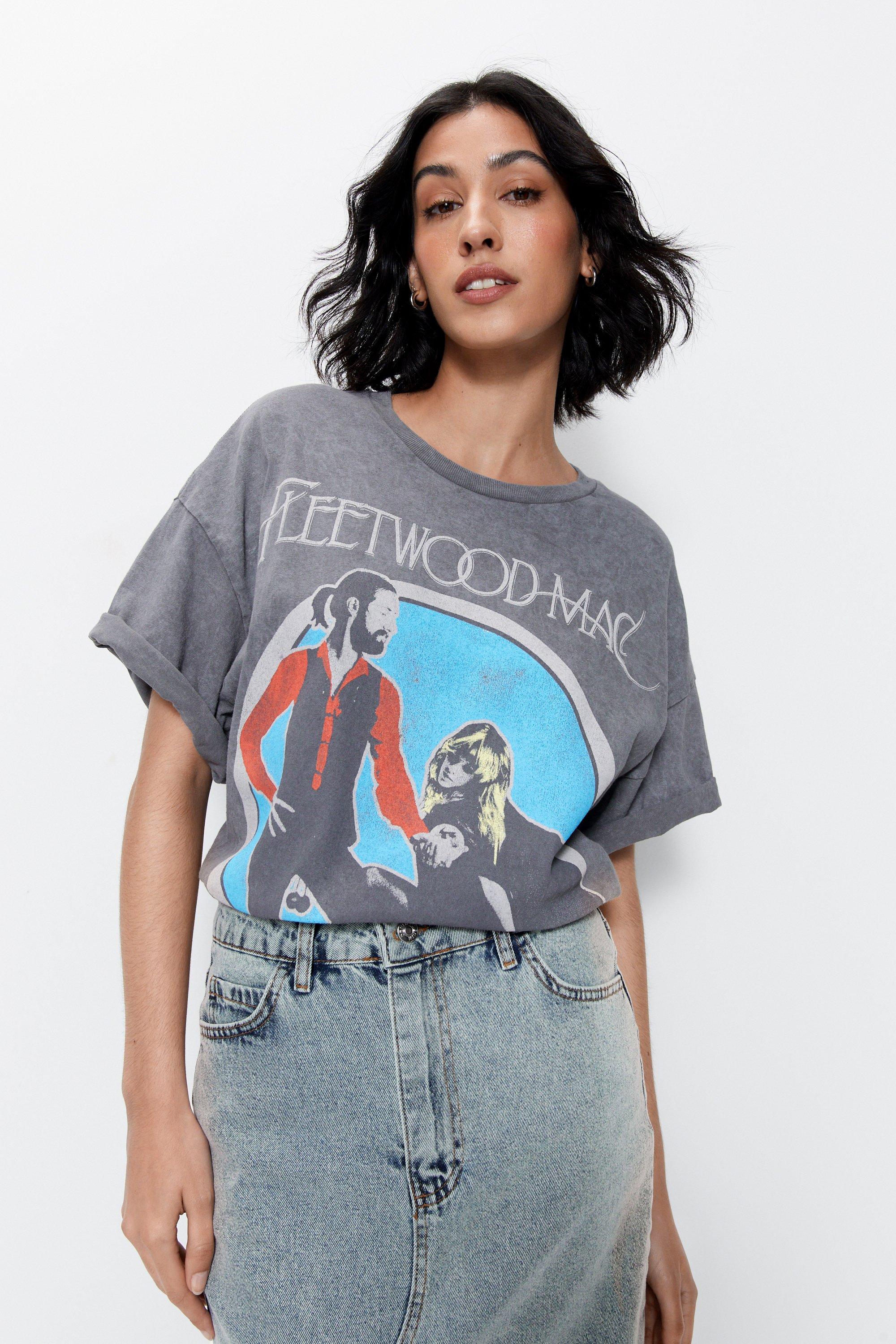 Womens Fleetwood Mac Overdyed T-shirt - charcoal