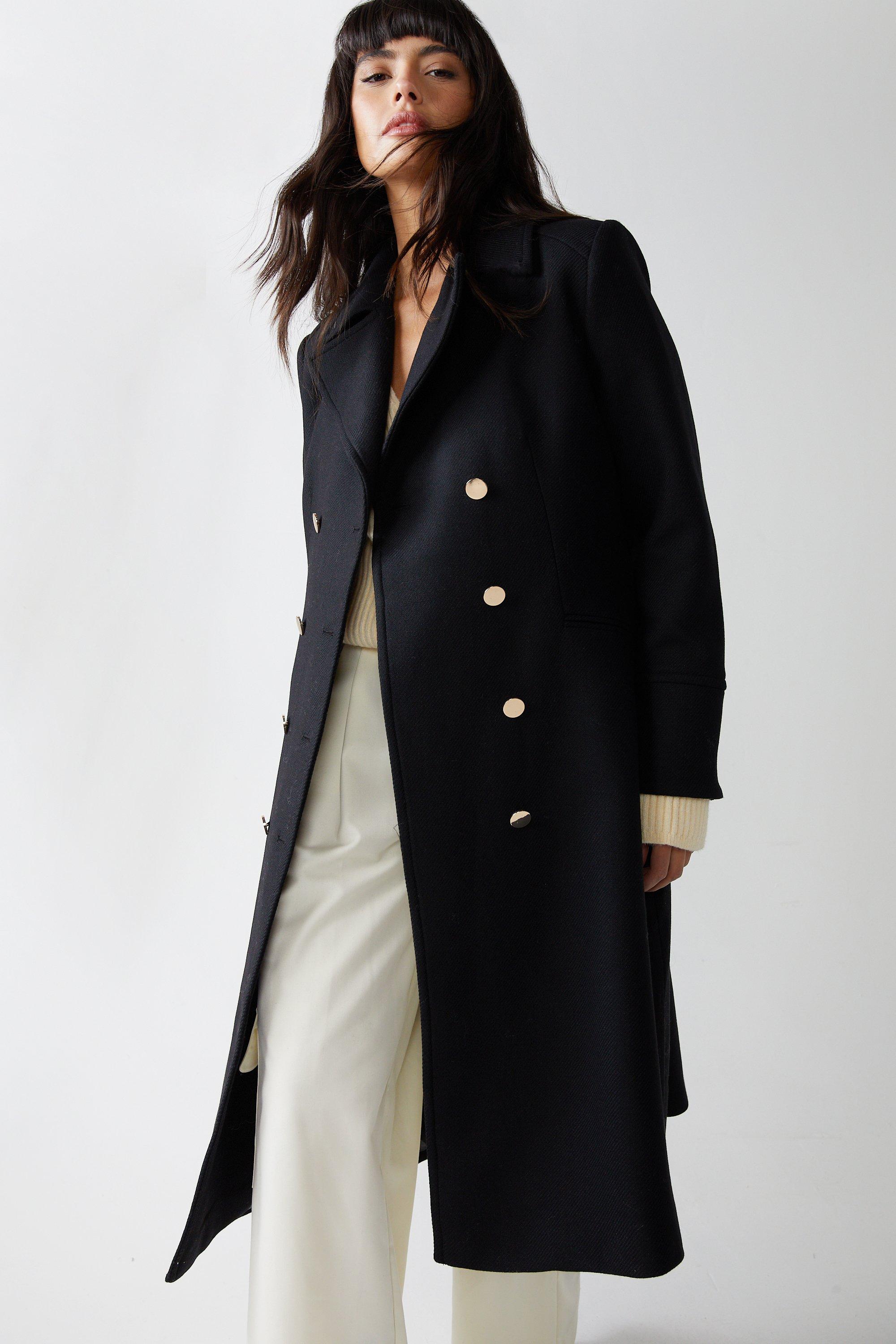 Italian Wool Blend Military Button Coat