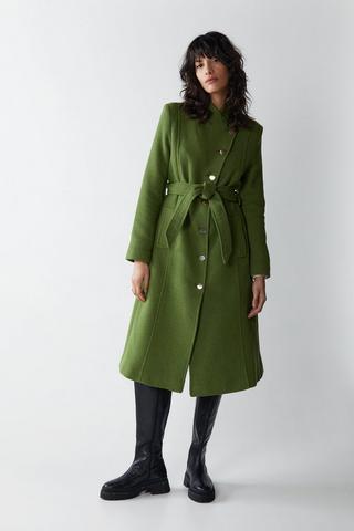 Pistachio Green Italian Wool Double Breasted Women's Winter Coat
