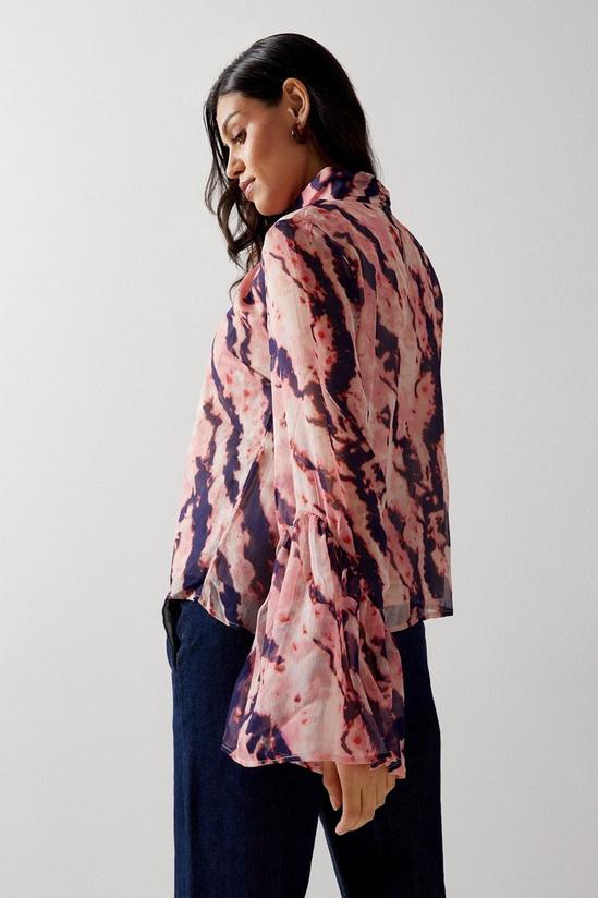 Tops | Abstract Print Flared Sleeve Top | Warehouse