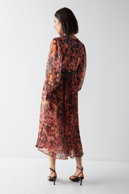 Warehouse Inky Animal Printed Pleated Midi Dress 4
