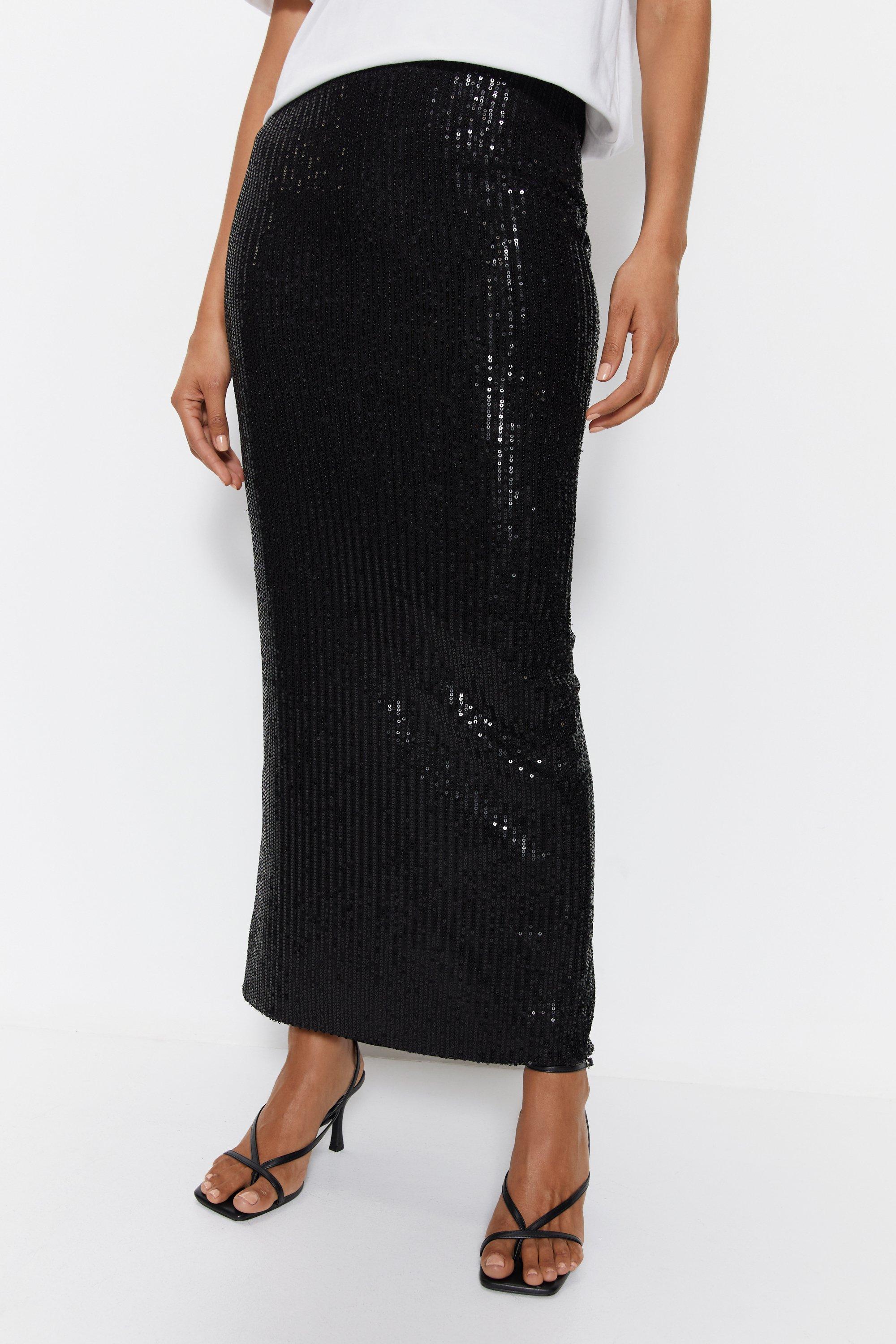 Black sequin skirt clearance warehouse