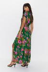 Warehouse Floral Printed Viscose Jacquard Keyhole Midi Dress thumbnail 4