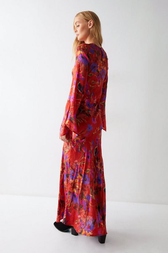 Warehouse Floral Printed Fluted Sleeve Maxi Dress 4