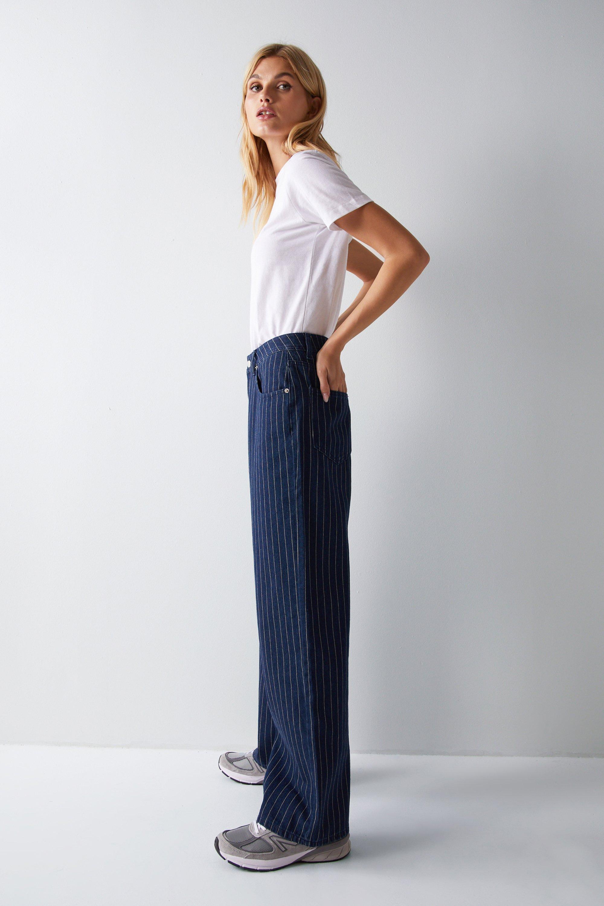 Pinstripe store jeans womens