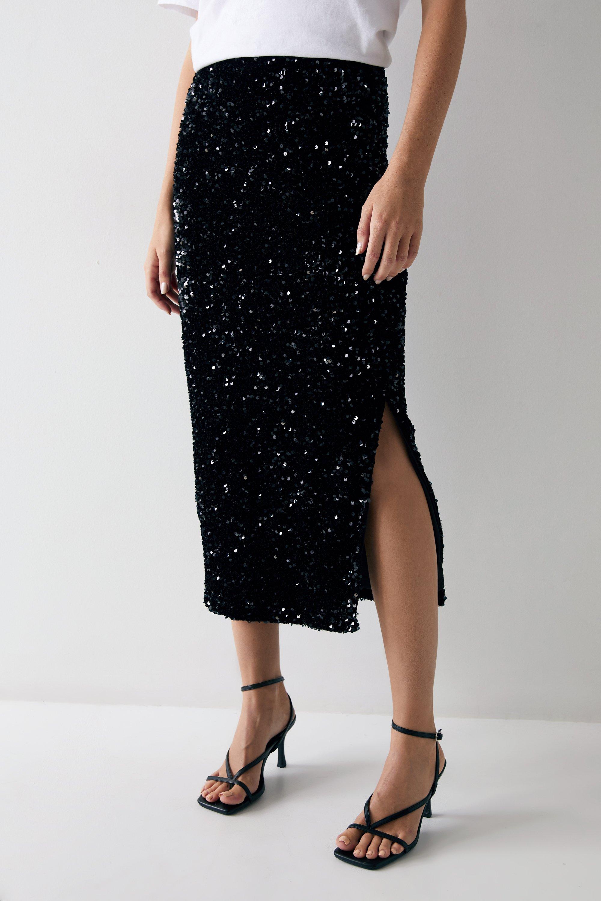 Green sequin 2024 midi skirt warehouse