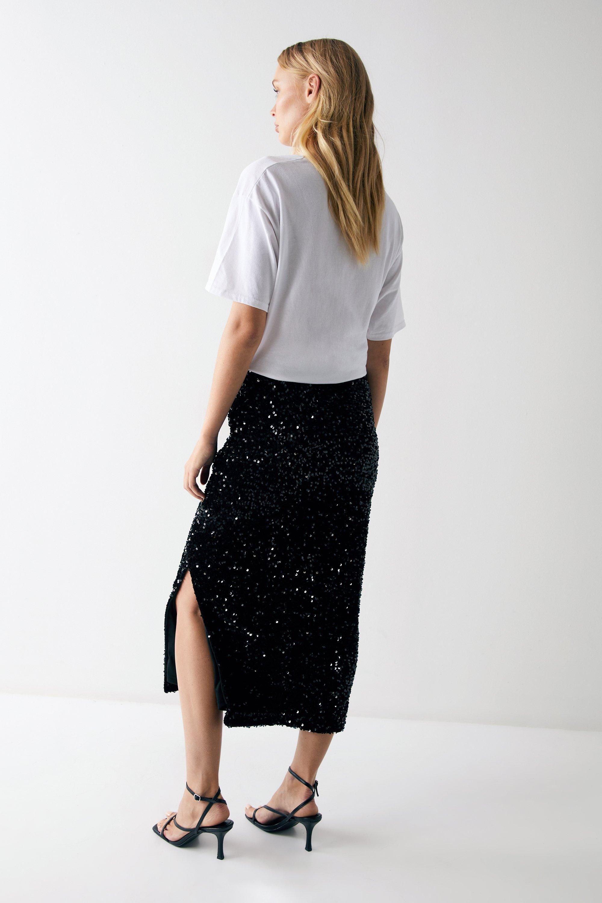 Green sequin shop midi skirt warehouse