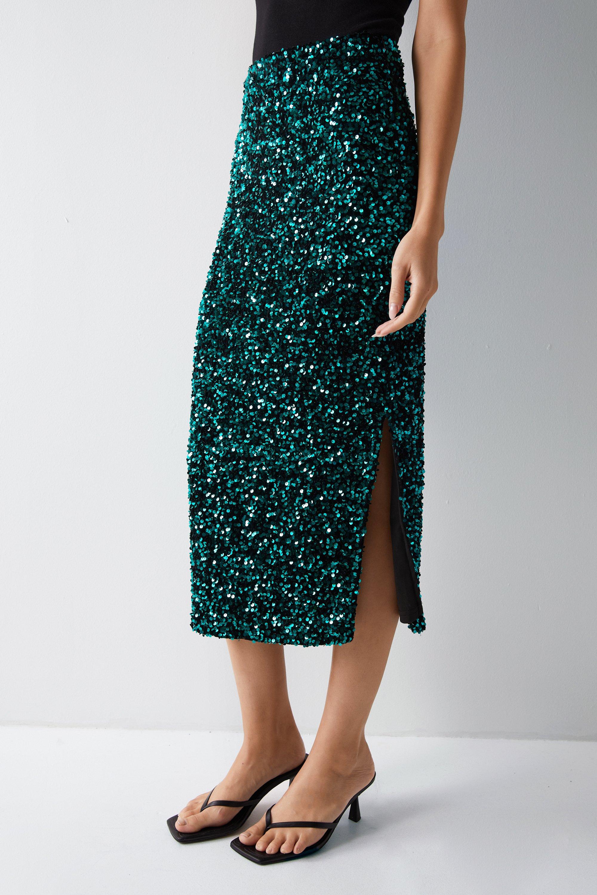 Green glitter skirt on sale warehouse