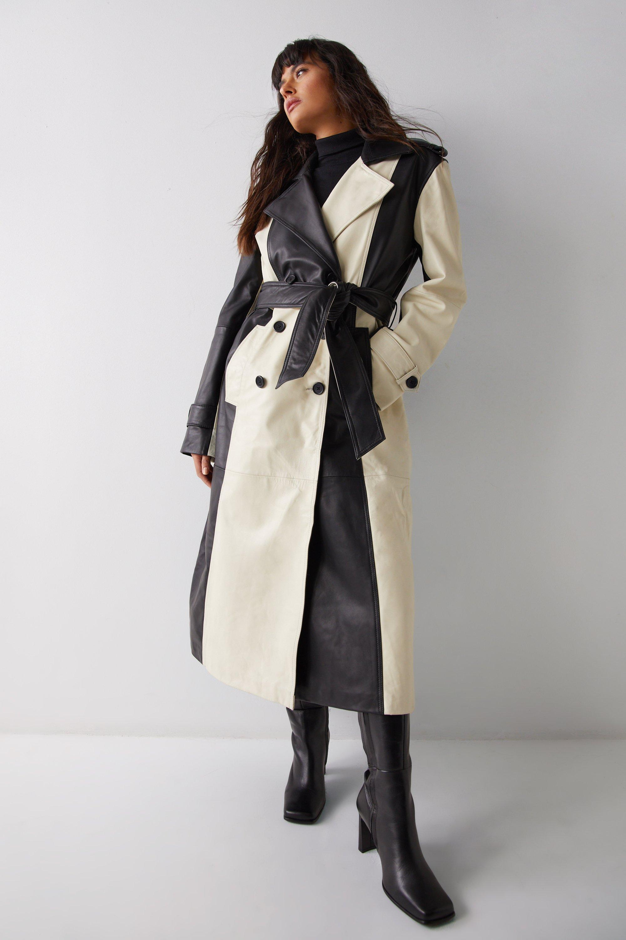 Trench coat with hot sale leather sleeves