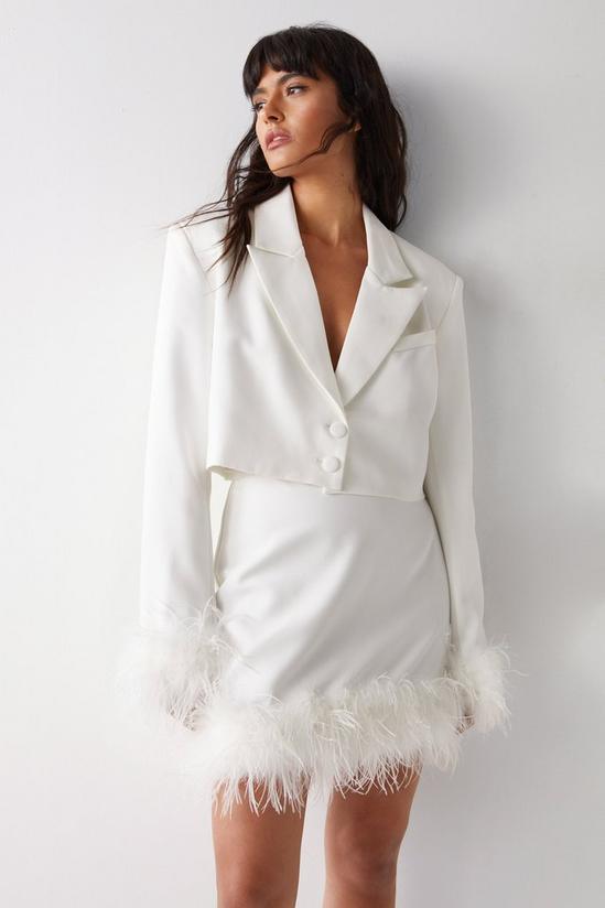 Warehouse Feather Cuff Tailored Cropped Blazer 1