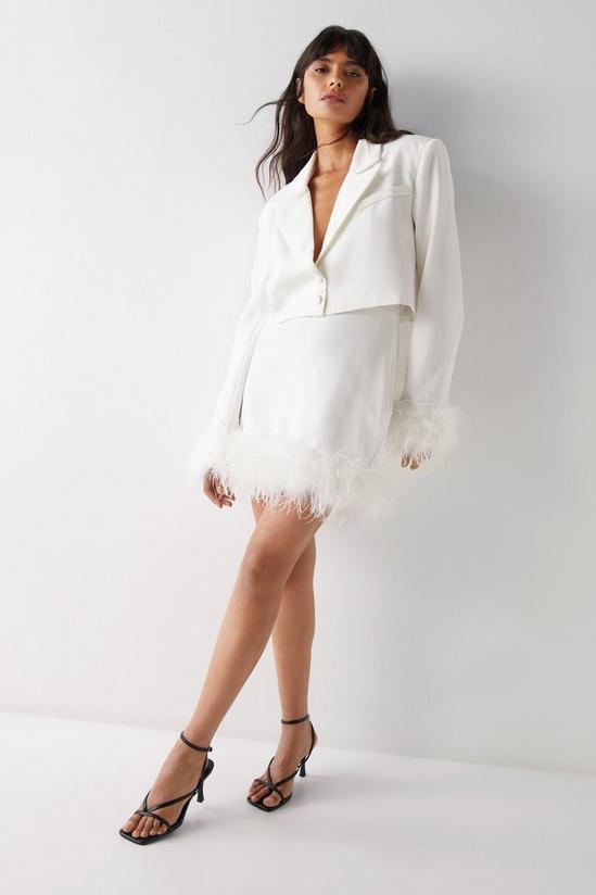 Warehouse Feather Cuff Tailored Cropped Blazer 2