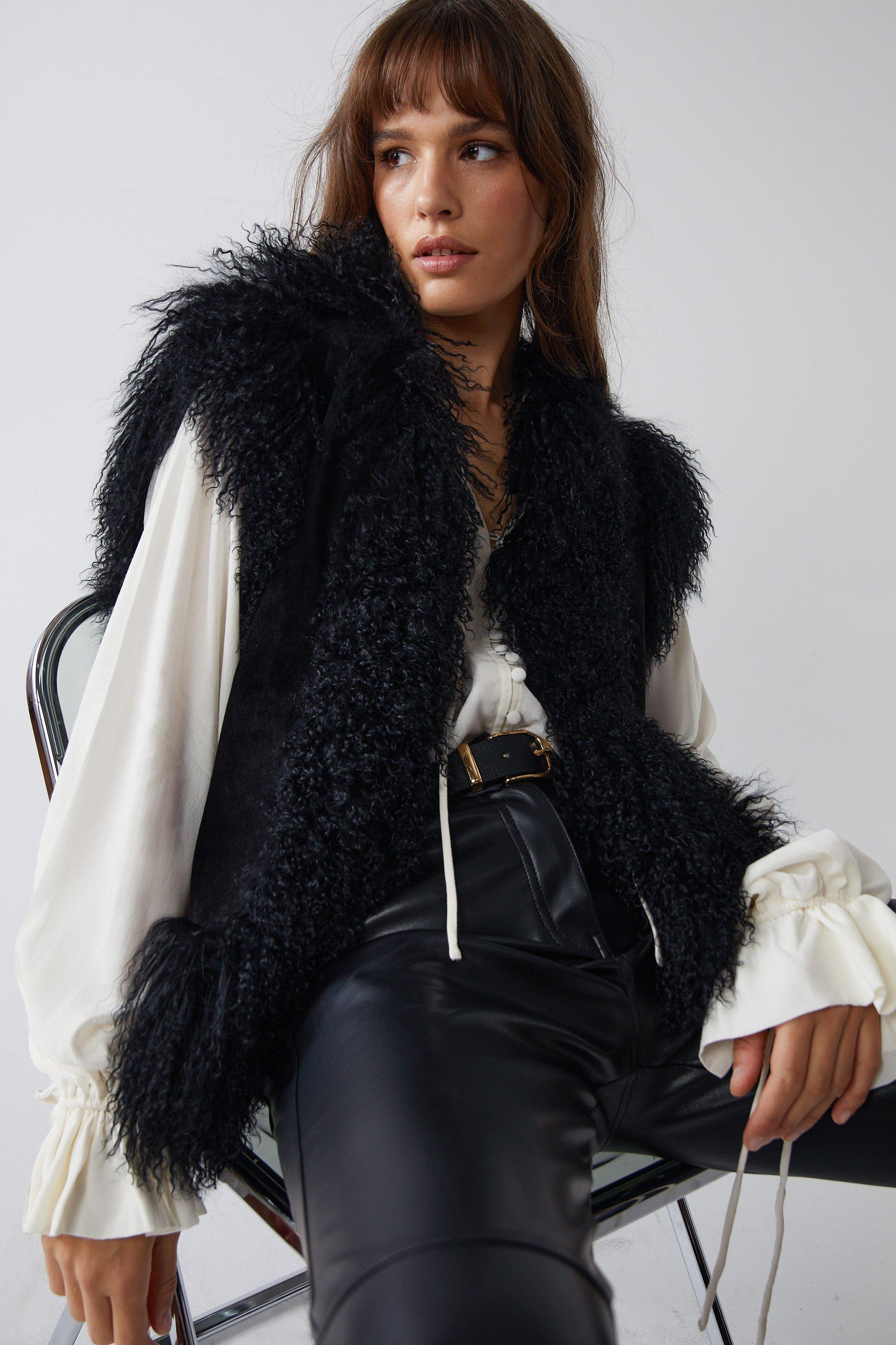 Black fur gilet outlet zara