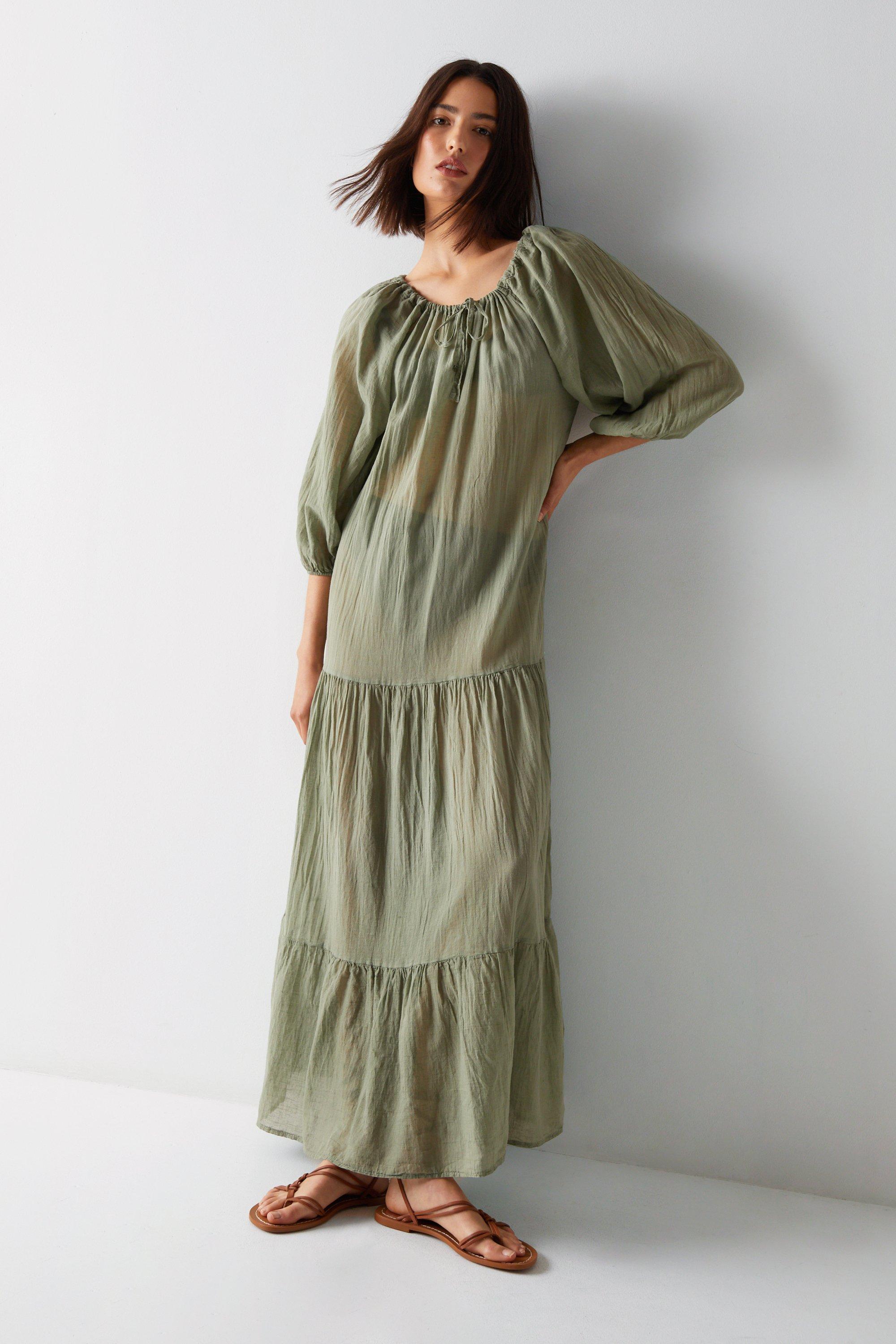 Ruched 2024 peasant dress