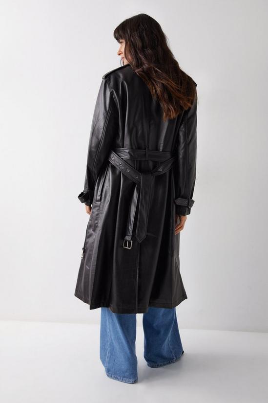 Warehouse Faux Leather Biker Trench Coat 4