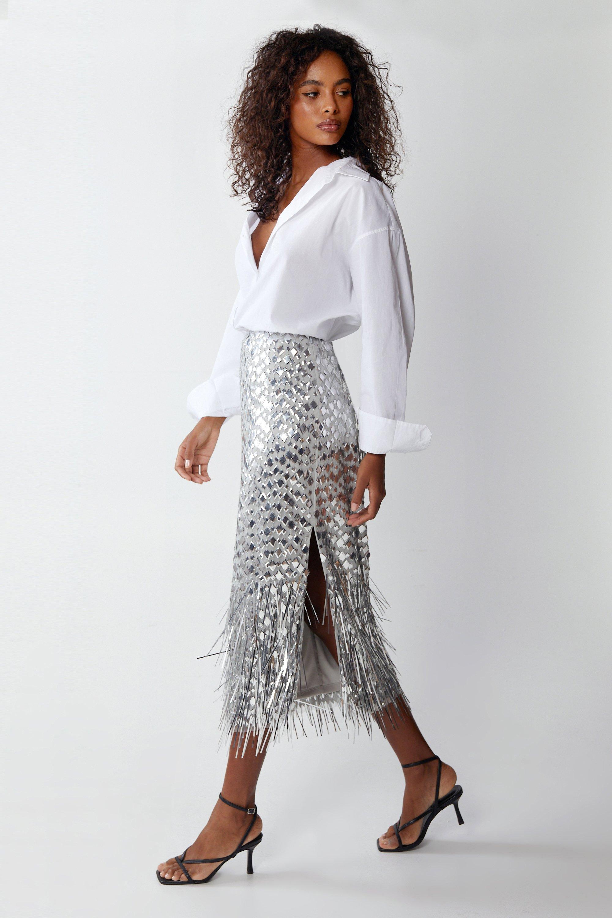 Chevron sequin midi skirt warehouse hotsell