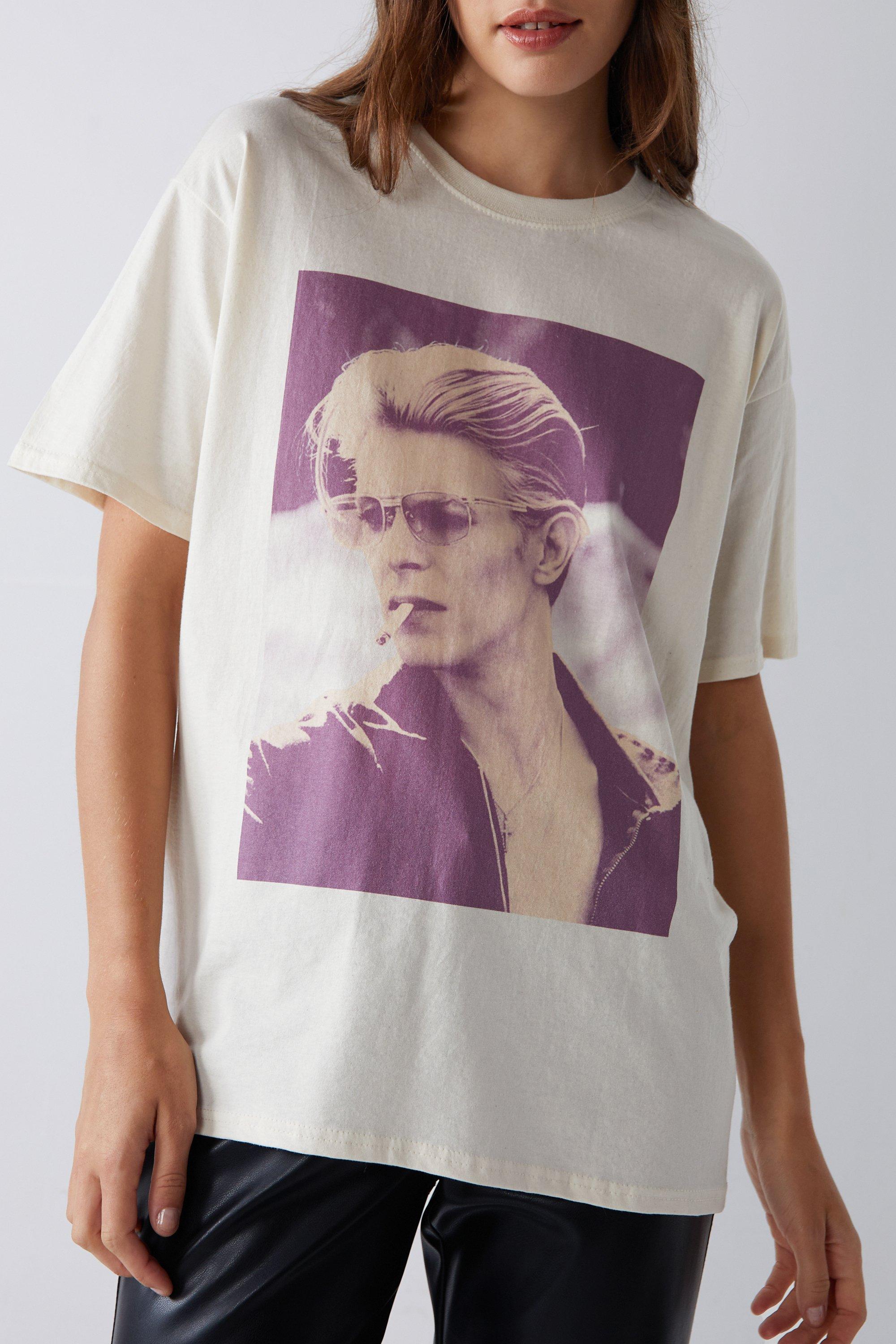 Womens Bowie License Graphic T-shirt - stone