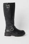 Warehouse Faux Leather Double Buckle Knee High Boots thumbnail 1