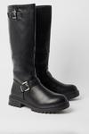 Warehouse Faux Leather Double Buckle Knee High Boots thumbnail 2