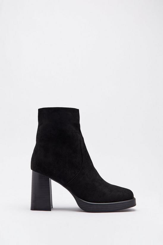 Warehouse Faux Suede Square Toe Platform Ankle Boot 1