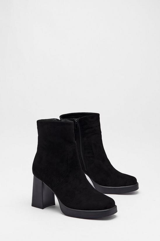 Warehouse Faux Suede Square Toe Platform Ankle Boot 2