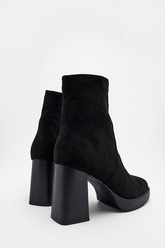 Warehouse Faux Suede Square Toe Platform Ankle Boot 3