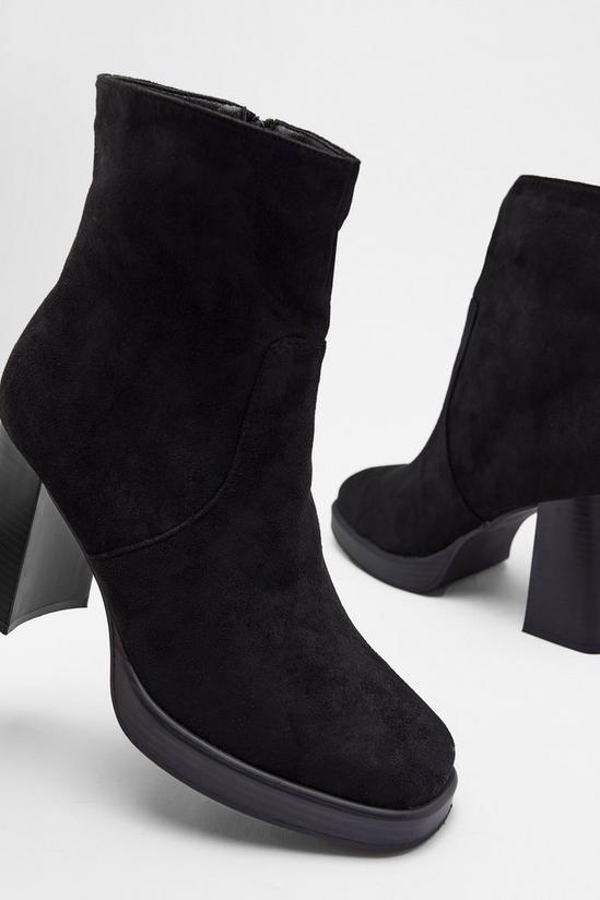 Warehouse Faux Suede Square Toe Platform Ankle Boot 4